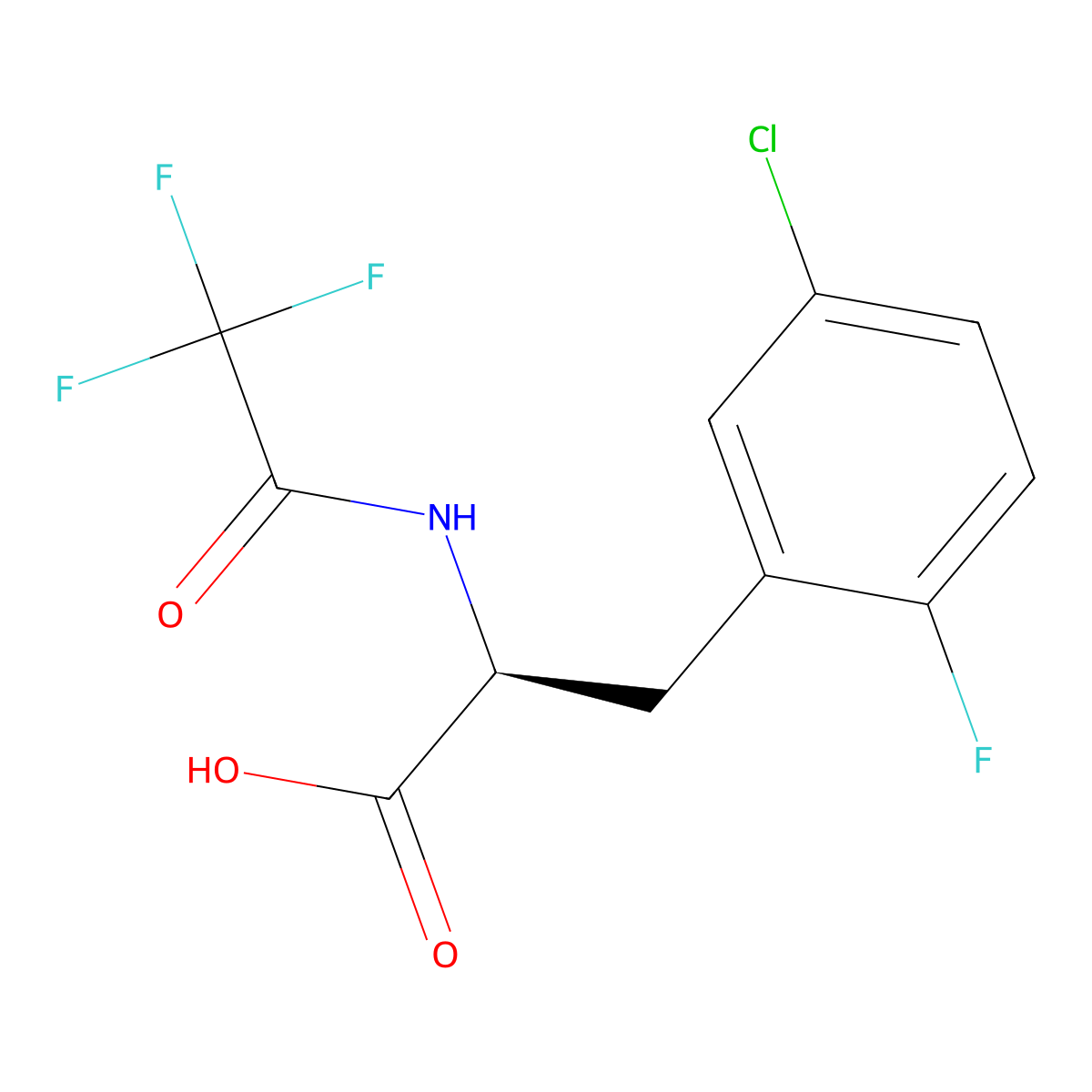 (2S)-3-(5-chloro-2-fluorophenyl)-2-(2,2,2-trifluoroacetamido)propanoic acid molecular structure, CAS 2679919-70-9