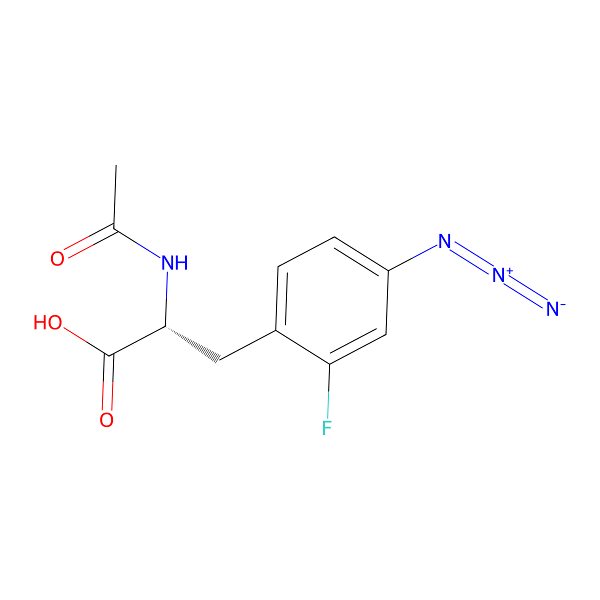 (2R)-3-(4-azido-2-fluorophenyl)-2-acetamidopropanoic acid molecular structure, CAS 2679919-85-6