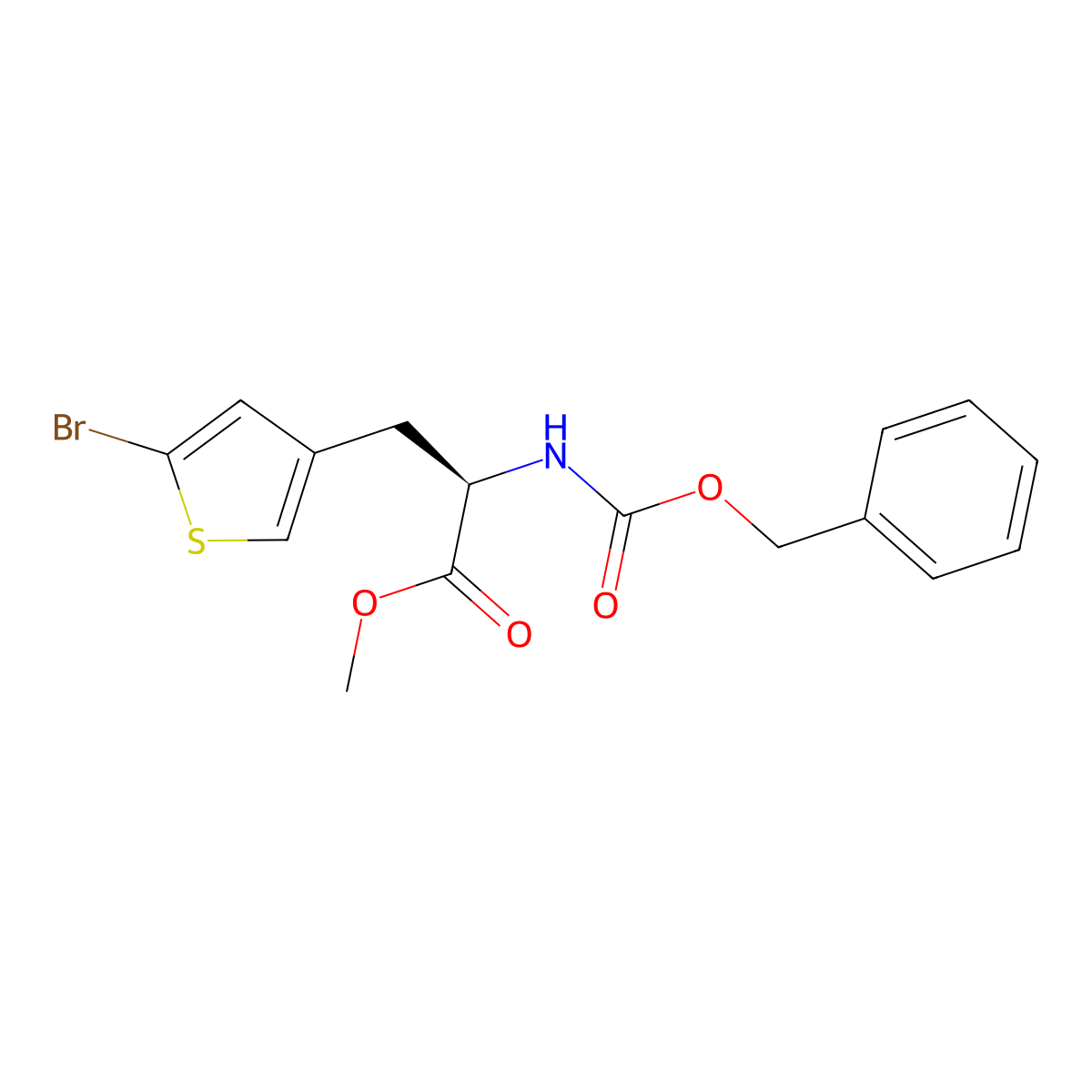 methyl (2R)-2-{[(benzyloxy)carbonyl]amino}-3-(5-bromothiophen-3-yl)propanoate molecular structure, CAS 2679919-91-4