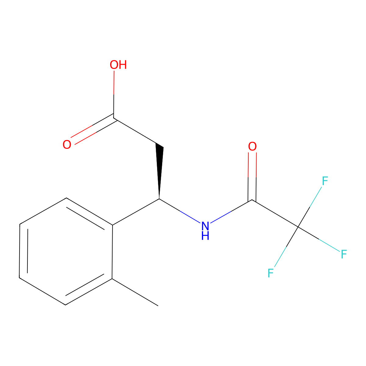 (3R)-3-(2-methylphenyl)-3-(2,2,2-trifluoroacetamido)propanoic acid molecular structure, CAS 2679919-92-5