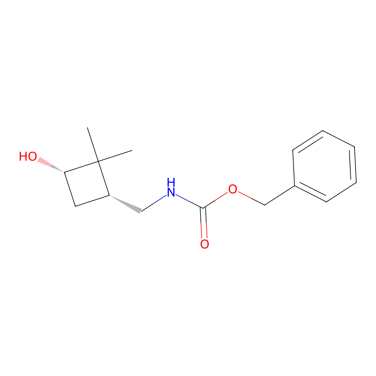 rac-benzyl N-{[(1R,3S)-3-hydroxy-2,2-dimethylcyclobutyl]methyl}carbamate molecular structure, CAS 2679919-96-9