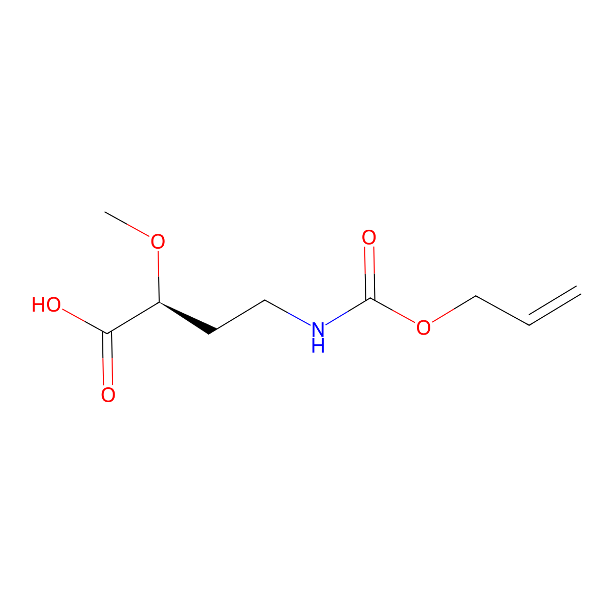 (2S)-2-methoxy-4-{[(prop-2-en-1-yloxy)carbonyl]amino}butanoic acid molecular structure, CAS 2679919-99-2