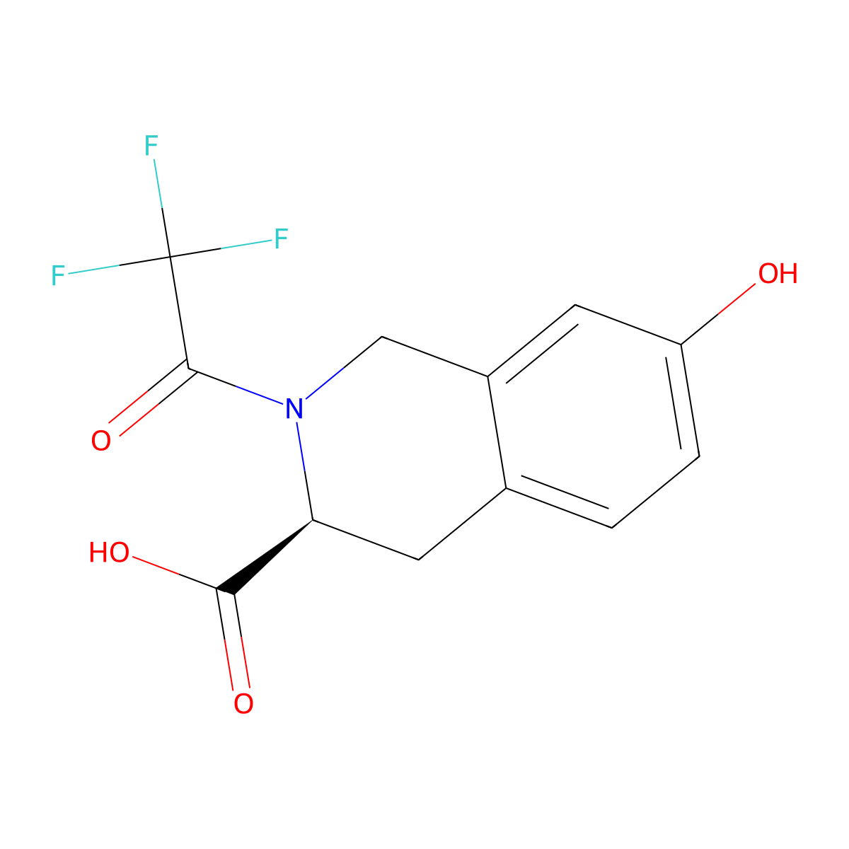 (3S)-7-hydroxy-2-(2,2,2-trifluoroacetyl)-1,2,3,4-tetrahydroisoquinoline-3-carboxylic acid molecular structure, CAS 2679920-08-0