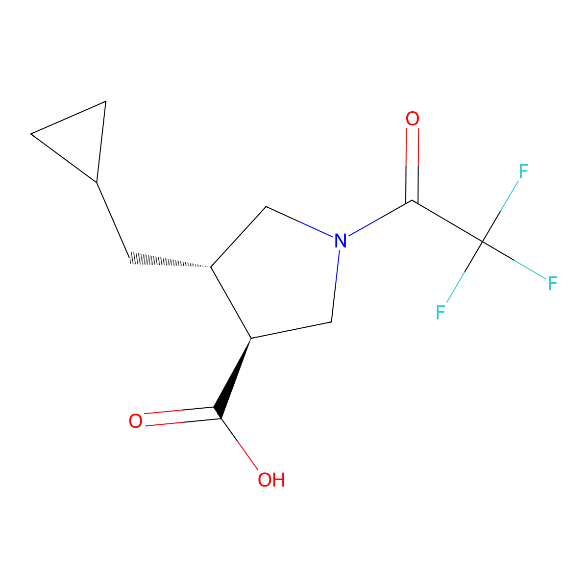 rac-(3R,4R)-4-(cyclopropylmethyl)-1-(2,2,2-trifluoroacetyl)pyrrolidine-3-carboxylic acid molecular structure, CAS 2679920-13-7