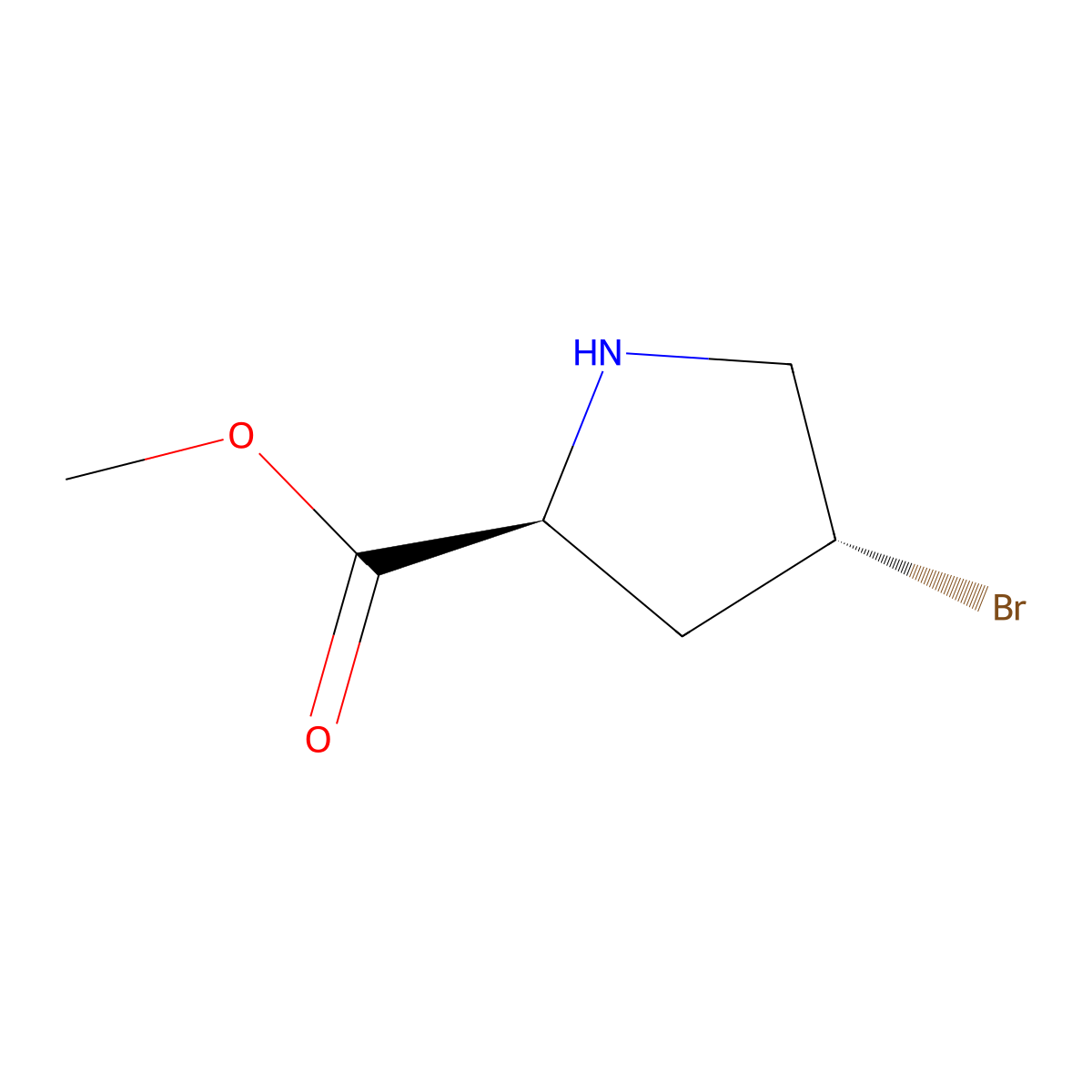 methyl (2S,4R)-4-bromopyrrolidine-2-carboxylate molecular structure, CAS 2679920-14-8