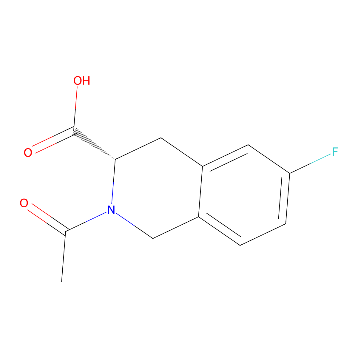 (3S)-2-acetyl-6-fluoro-1,2,3,4-tetrahydroisoquinoline-3-carboxylic acid molecular structure, CAS 2679920-38-6