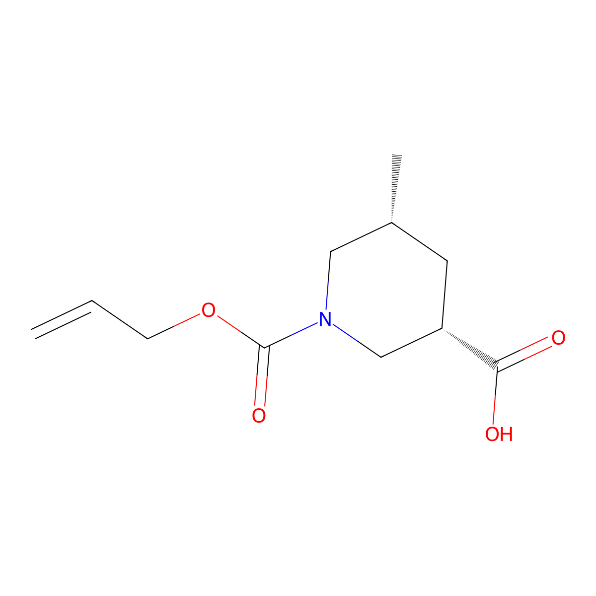 rac-(3R,5S)-5-methyl-1-[(prop-2-en-1-yloxy)carbonyl]piperidine-3-carboxylic acid molecular structure, CAS 2679920-51-3