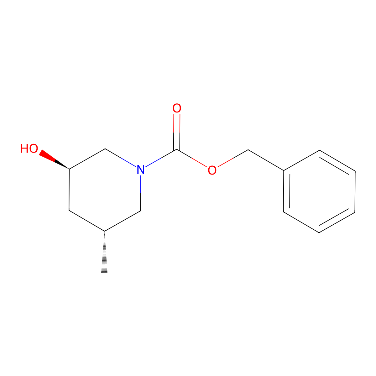 rac-benzyl (3R,5R)-3-hydroxy-5-methylpiperidine-1-carboxylate molecular structure, CAS 2679920-63-7