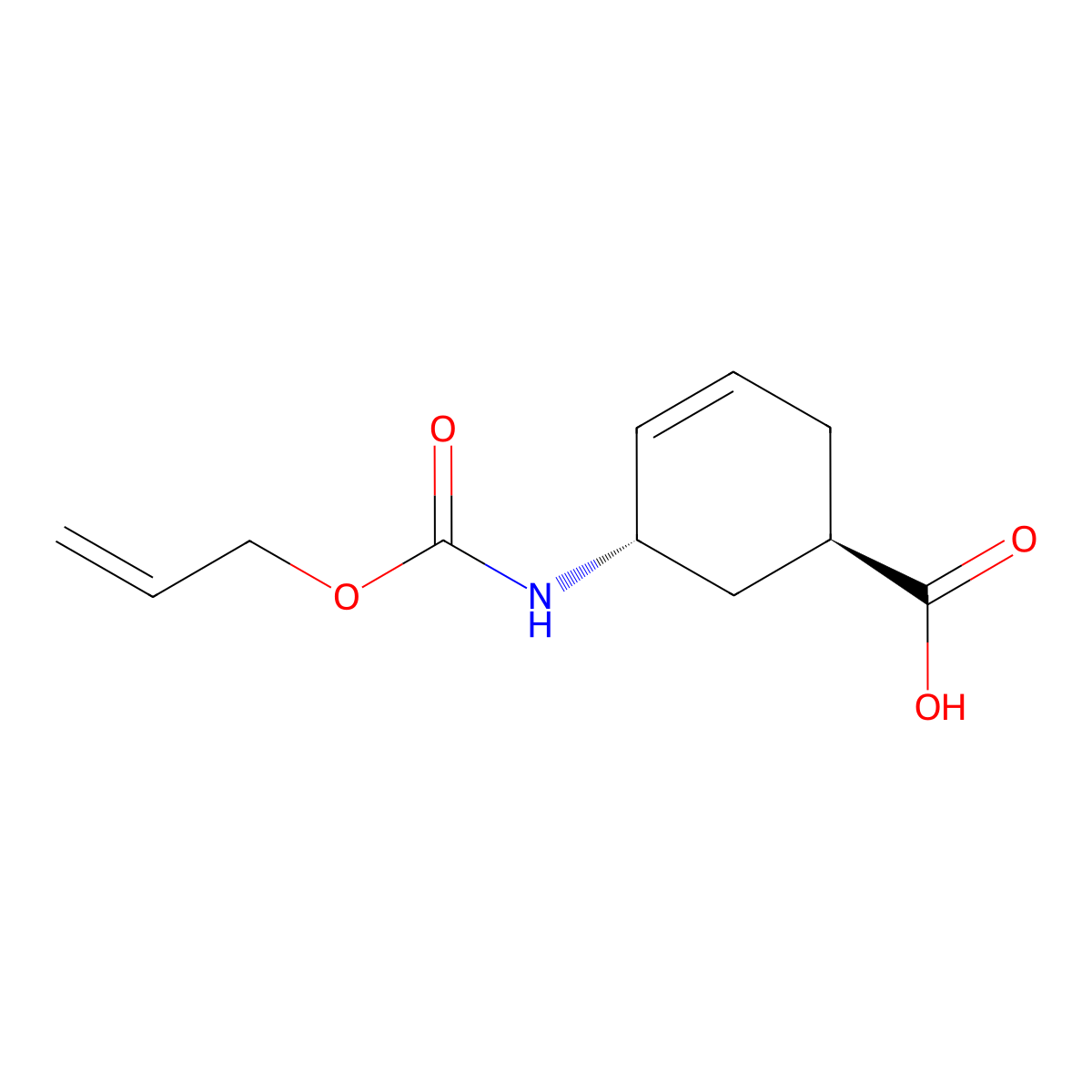 rac-(1R,5S)-5-{[(prop-2-en-1-yloxy)carbonyl]amino}cyclohex-3-ene-1-carboxylic acid molecular structure, CAS 2679920-64-8