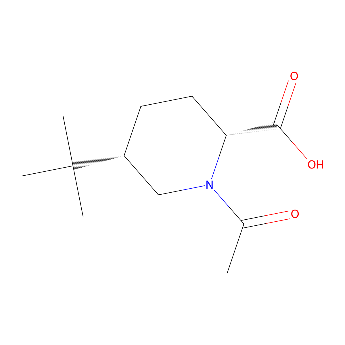 rac-(2R,5S)-1-acetyl-5-tert-butylpiperidine-2-carboxylic acid molecular structure, CAS 2679920-67-1