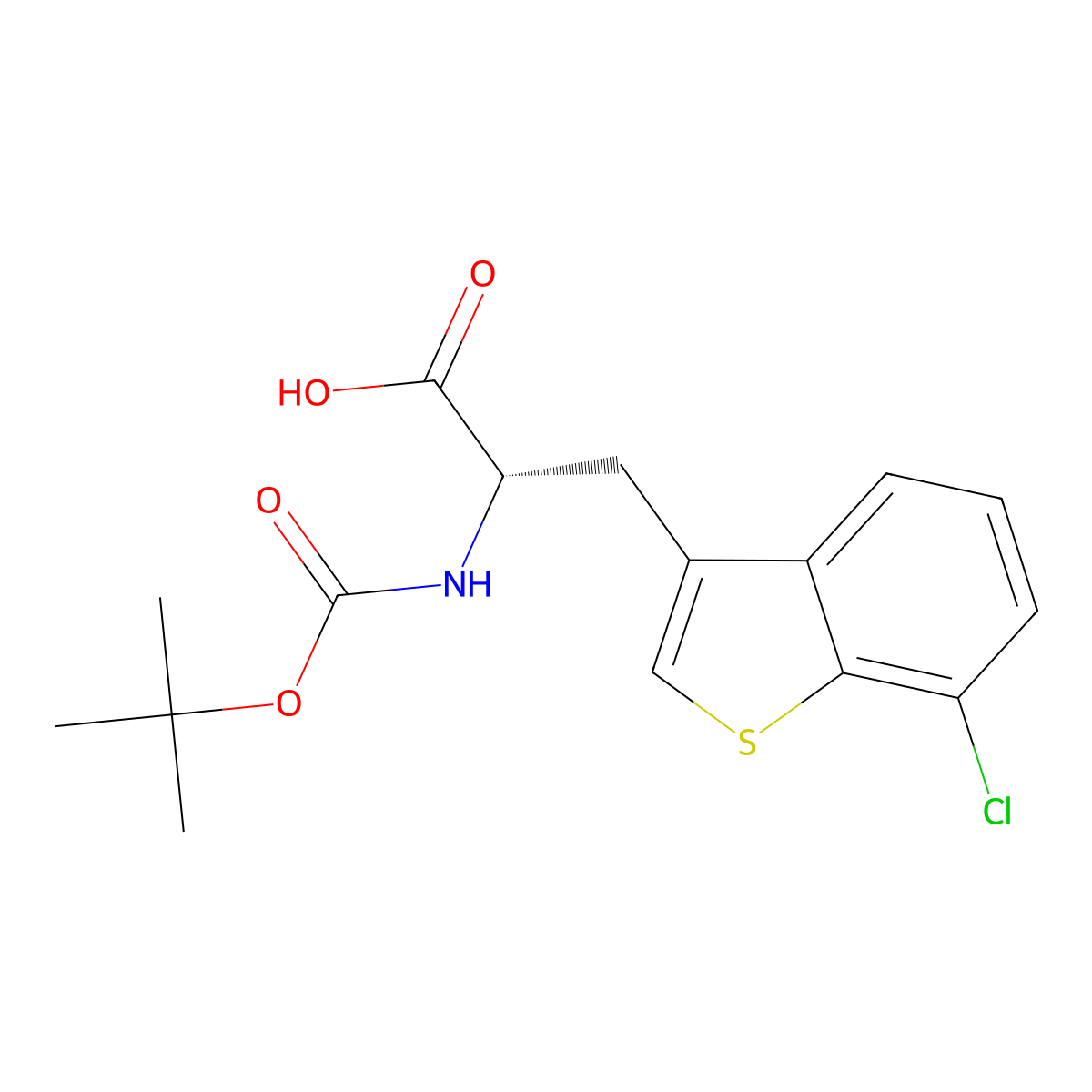 (2S)-2-{[(tert-butoxy)carbonyl]amino}-3-(7-chloro-1-benzothiophen-3-yl)propanoic acid molecular structure, CAS 2679920-95-5