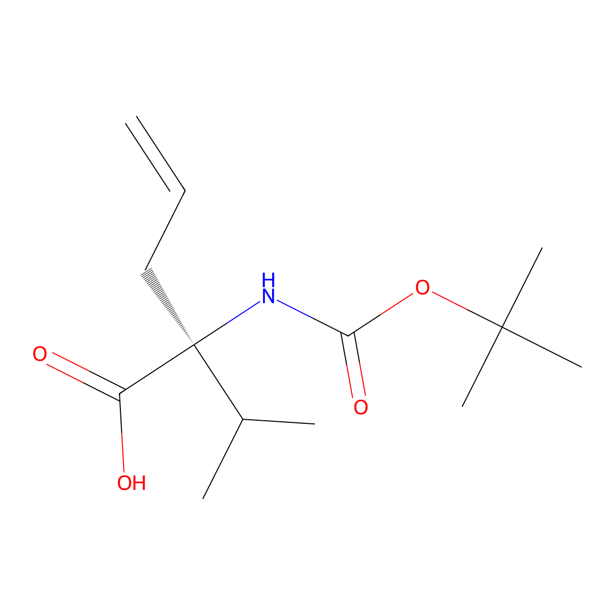 (2S)-2-{[(tert-butoxy)carbonyl]amino}-2-(propan-2-yl)pent-4-enoic acid molecular structure, CAS 2679920-96-6
