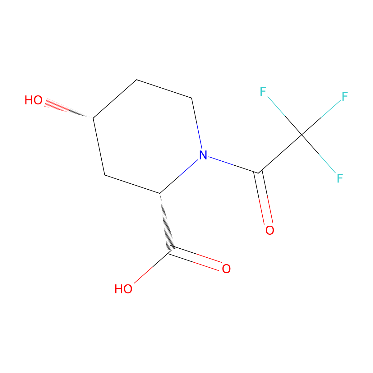 rac-(2R,4S)-4-hydroxy-1-(trifluoroacetyl)piperidine-2-carboxylic acid molecular structure, CAS 2679921-00-5