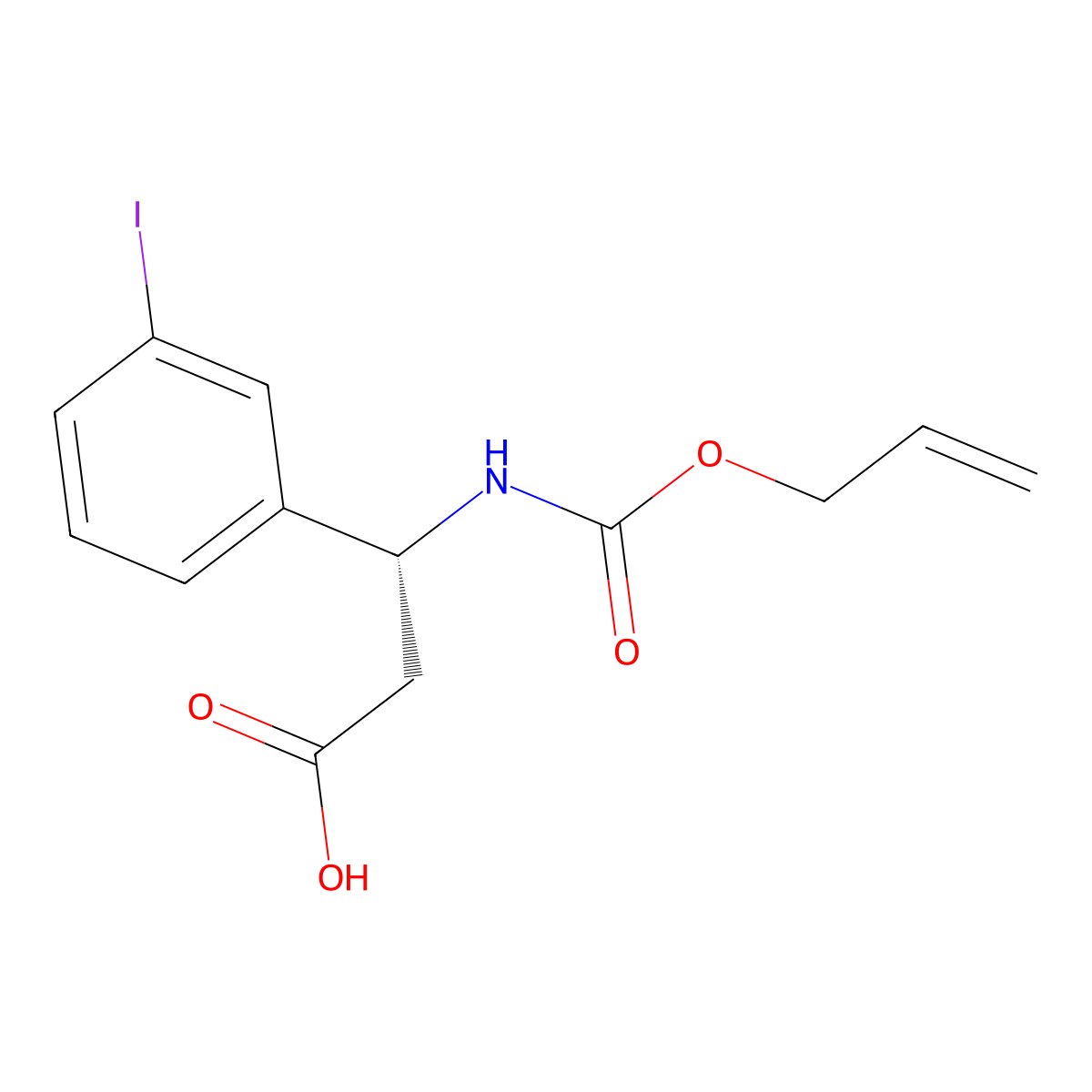 (3R)-3-(3-iodophenyl)-3-{[(prop-2-en-1-yloxy)carbonyl]amino}propanoic acid molecular structure, CAS 2679921-04-9