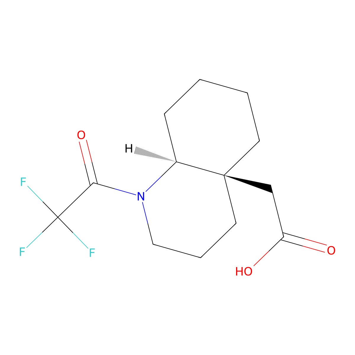 rac-2-[(4aR,8aS)-1-(2,2,2-trifluoroacetyl)-decahydroquinolin-4a-yl]acetic acid molecular structure, CAS 2679921-14-1