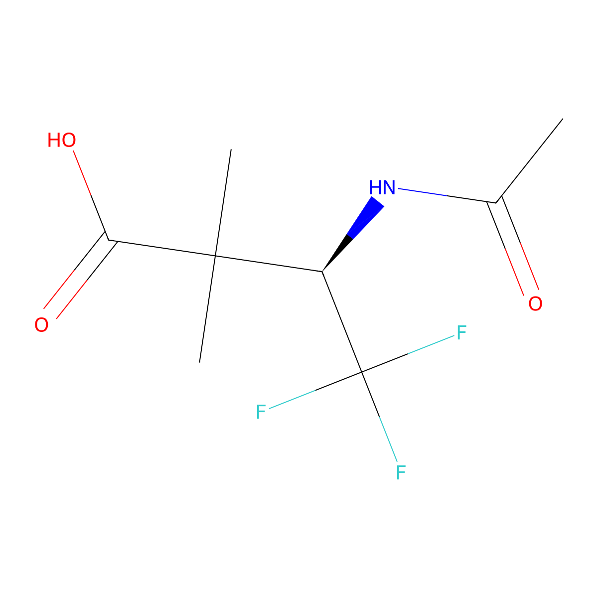 (3R)-3-acetamido-4,4,4-trifluoro-2,2-dimethylbutanoic acid molecular structure, CAS 2679921-25-4