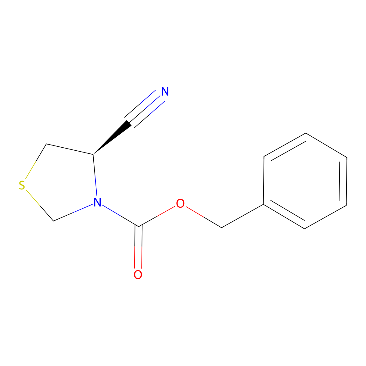 benzyl (4R)-4-cyano-1,3-thiazolidine-3-carboxylate molecular structure, CAS 2679921-26-5