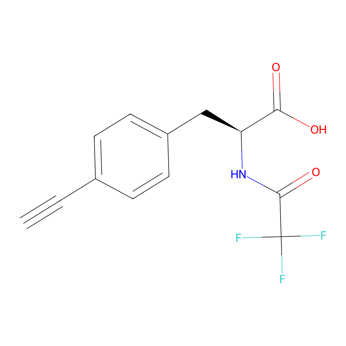 (2S)-3-(4-ethynylphenyl)-2-(2,2,2-trifluoroacetamido)propanoic acid molecular structure, CAS 2679921-32-3
