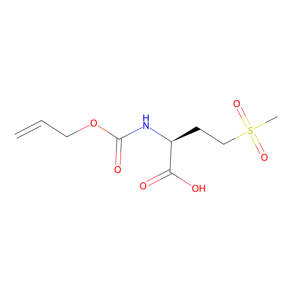 (2S)-4-methanesulfonyl-2-{[(prop-2-en-1-yloxy)carbonyl]amino}butanoic acid molecular structure, CAS 2679921-37-8