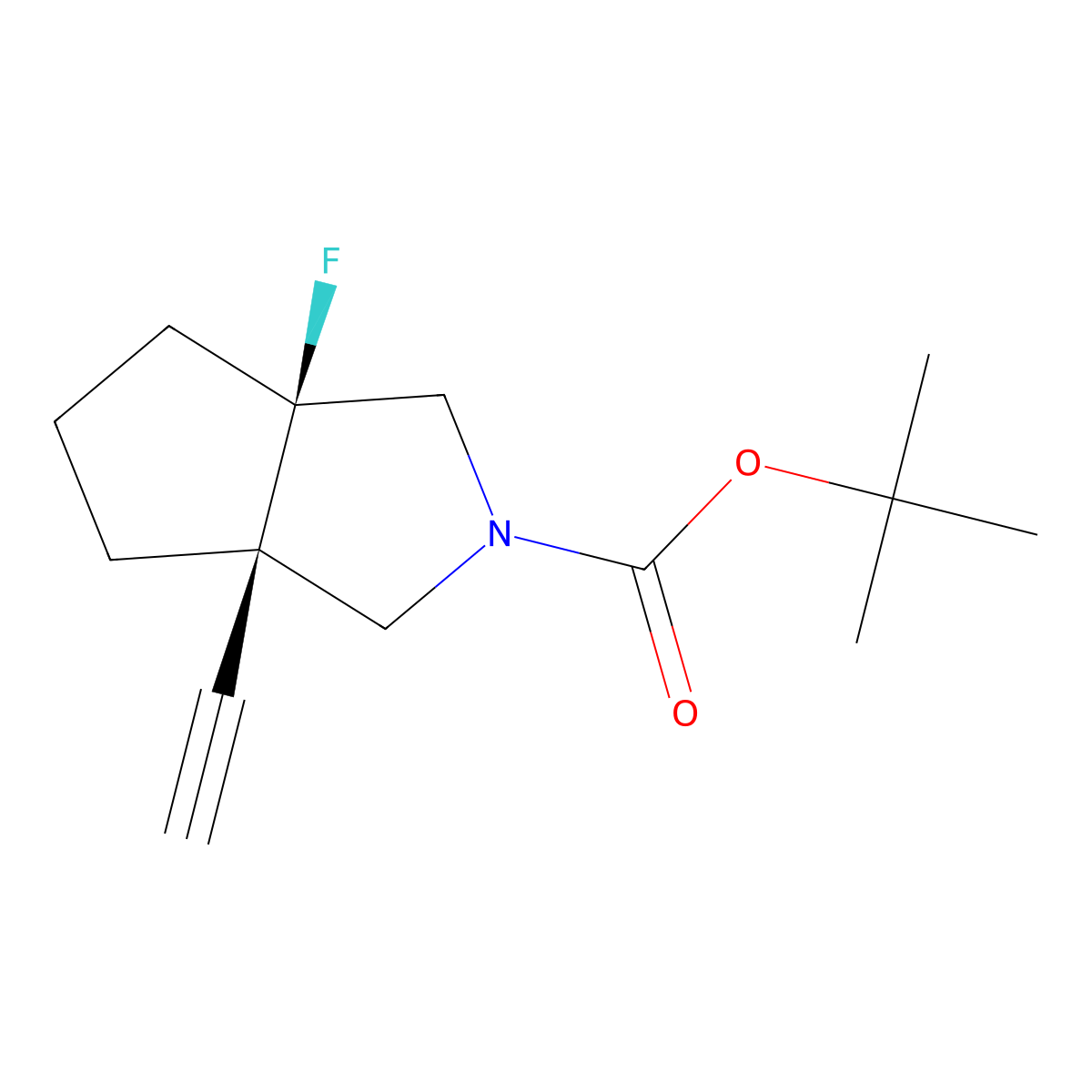 rac-tert-butyl (3aR,6aR)-3a-ethynyl-6a-fluoro-octahydrocyclopenta[c]pyrrole-2-carboxylate molecular structure, CAS 2679921-38-9