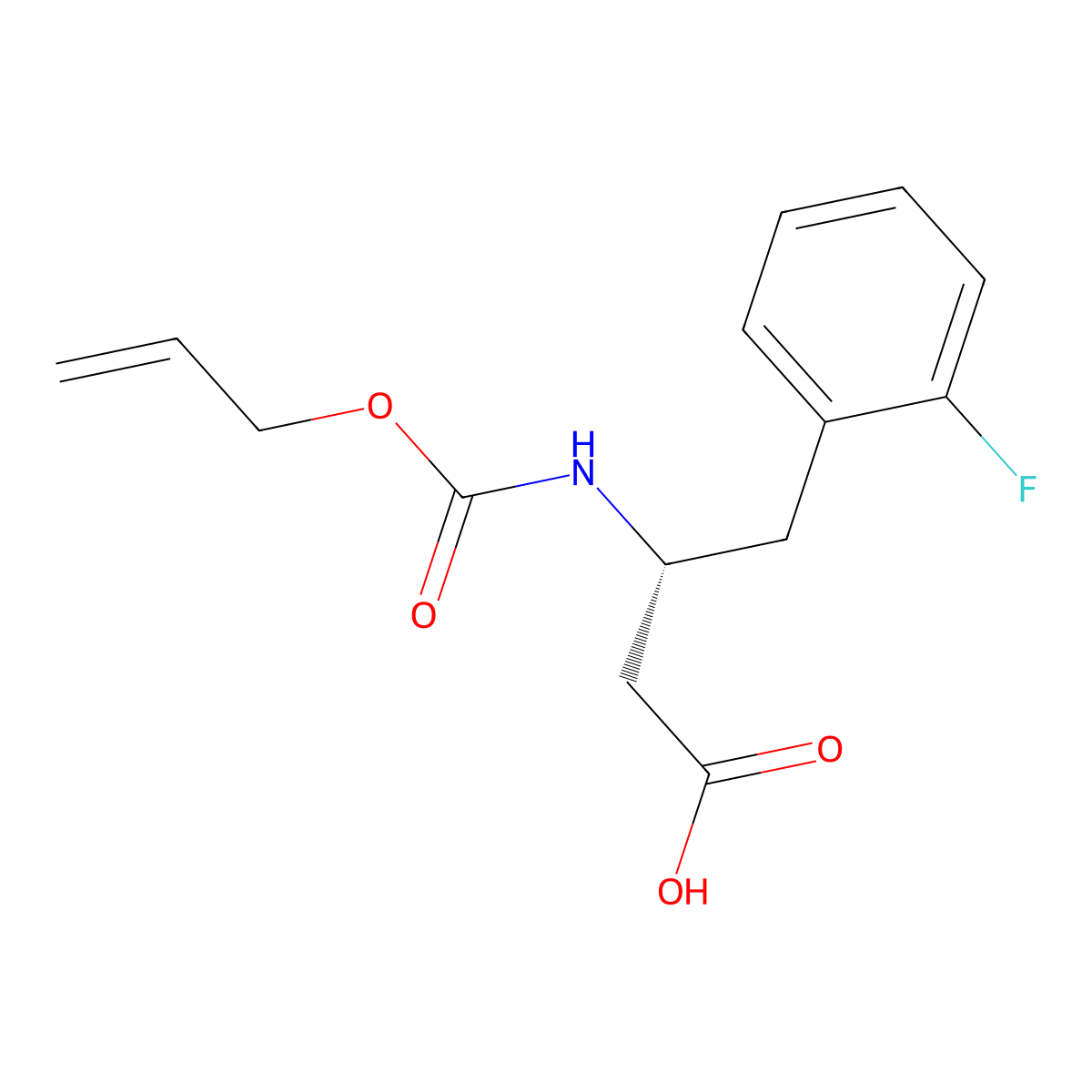 (3R)-4-(2-fluorophenyl)-3-{[(prop-2-en-1-yloxy)carbonyl]amino}butanoic acid molecular structure, CAS 2679926-01-1