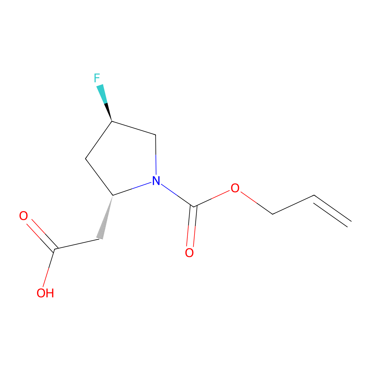 2-[(2R,4R)-4-fluoro-1-[(prop-2-en-1-yloxy)carbonyl]pyrrolidin-2-yl]acetic acid molecular structure, CAS 2679926-17-9