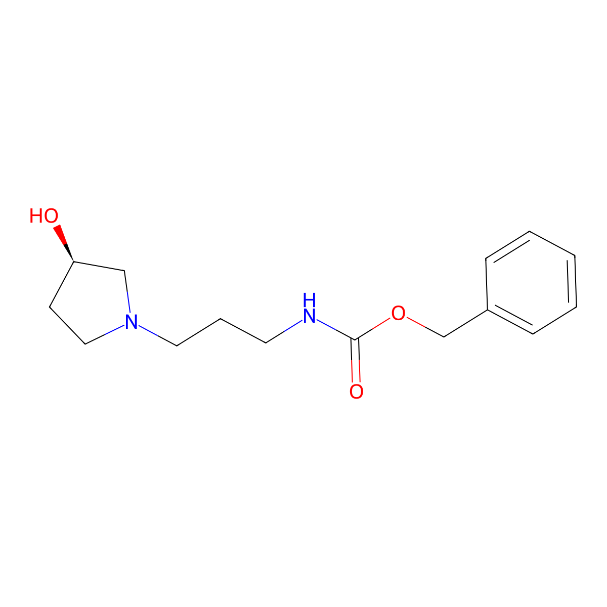 benzyl N-{3-[(3R)-3-hydroxypyrrolidin-1-yl]propyl}carbamate molecular structure, CAS 2679926-21-5
