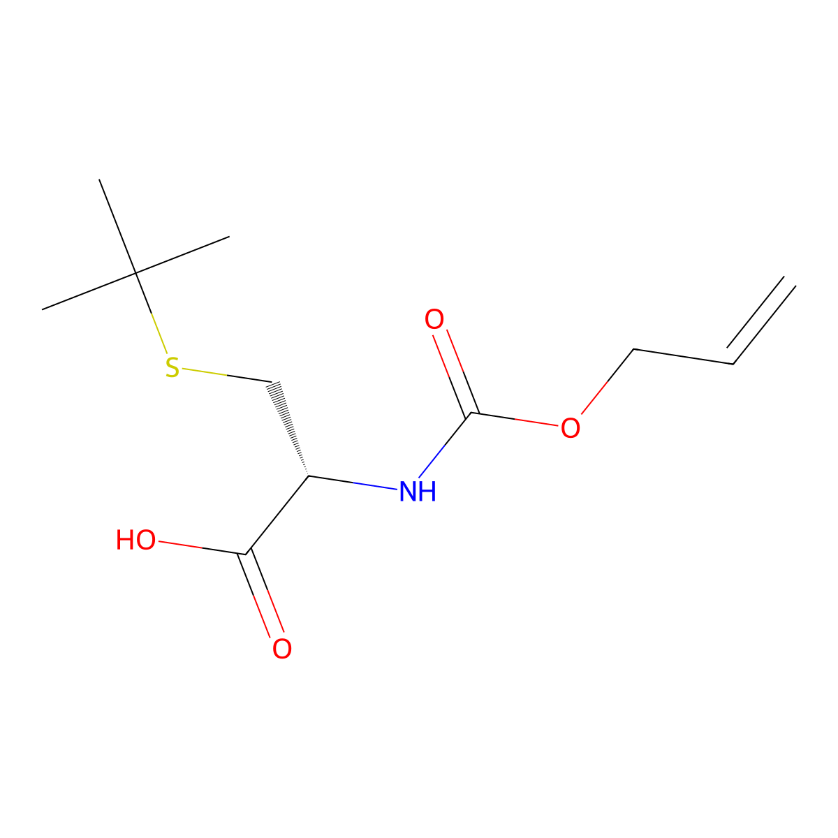 (2R)-3-(tert-butylsulfanyl)-2-{[(prop-2-en-1-yloxy)carbonyl]amino}propanoic acid molecular structure, CAS 2679926-22-6
