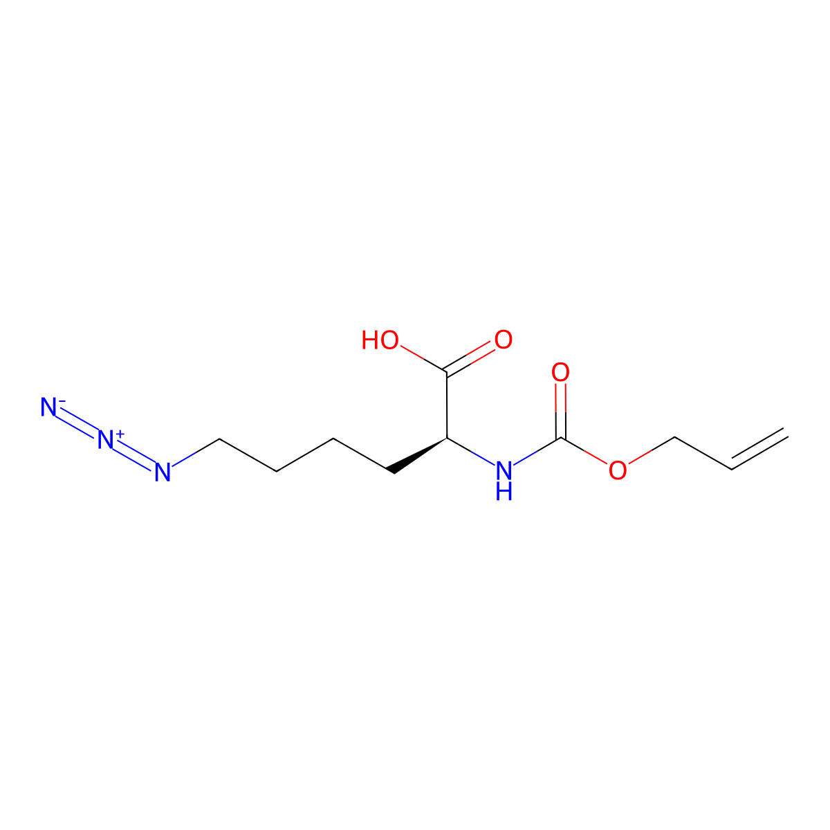 (2S)-6-azido-2-{[(prop-2-en-1-yloxy)carbonyl]amino}hexanoic acid molecular structure, CAS 2679926-31-7