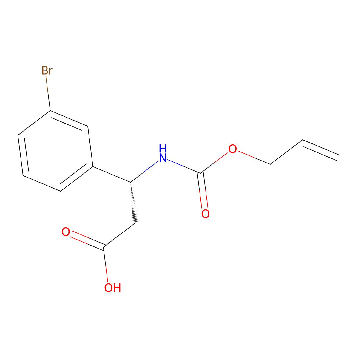 (3R)-3-(3-bromophenyl)-3-{[(prop-2-en-1-yloxy)carbonyl]amino}propanoic acid molecular structure, CAS 2679926-32-8
