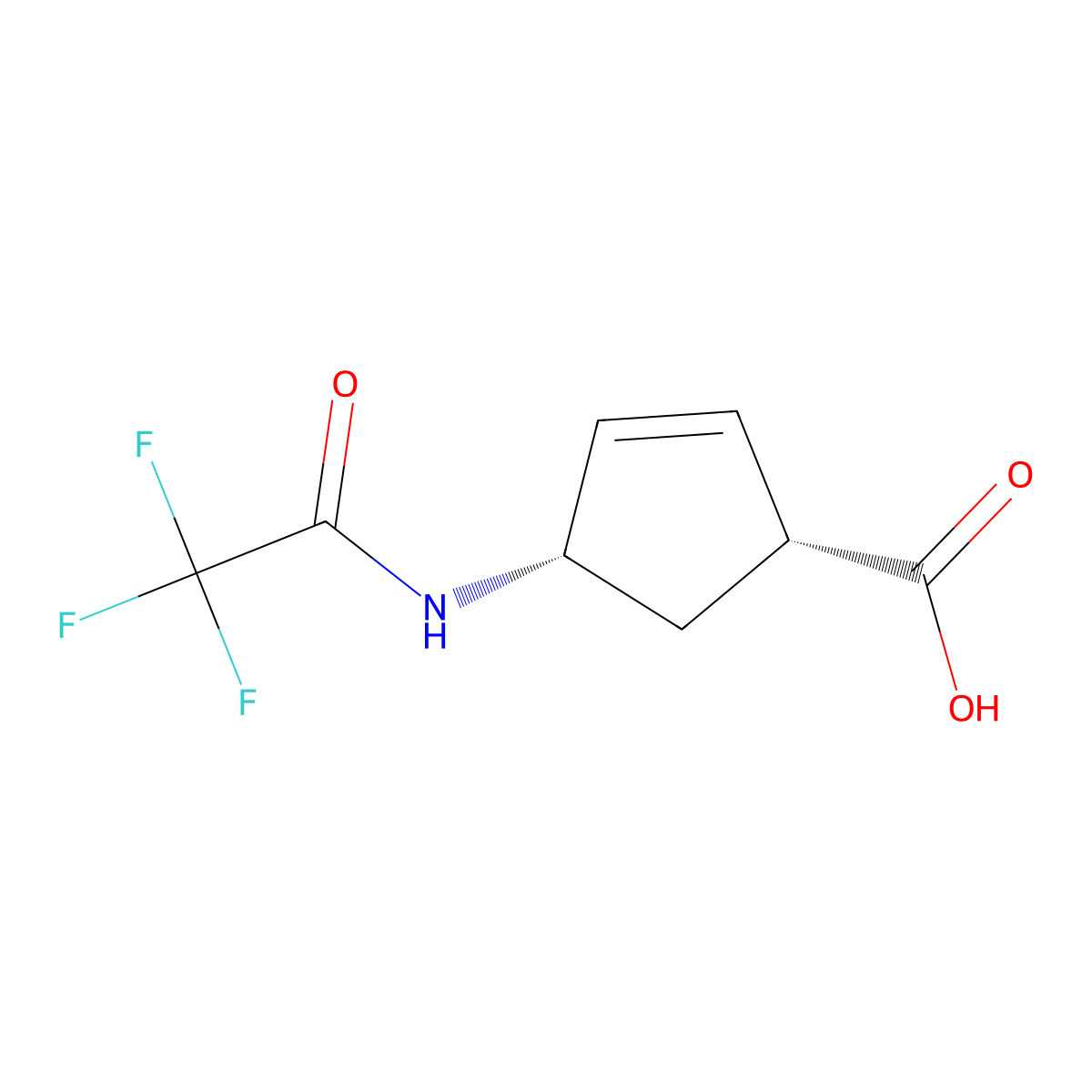 (1R,4S)-4-(2,2,2-trifluoroacetamido)cyclopent-2-ene-1-carboxylic acid molecular structure, CAS 2679926-35-1