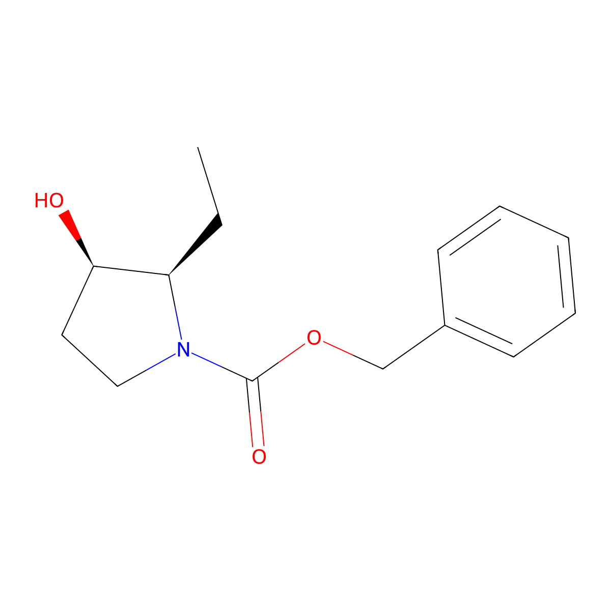 benzyl (2R,3R)-2-ethyl-3-hydroxypyrrolidine-1-carboxylate molecular structure, CAS 2679926-36-2