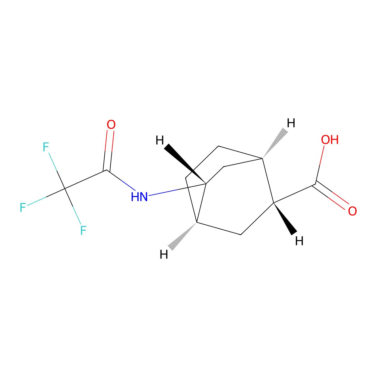 rac-(1R,2R,4R,5R)-5-(2,2,2-trifluoroacetamido)bicyclo[2.2.2]octane-2-carboxylic acid molecular structure, CAS 2679926-37-3