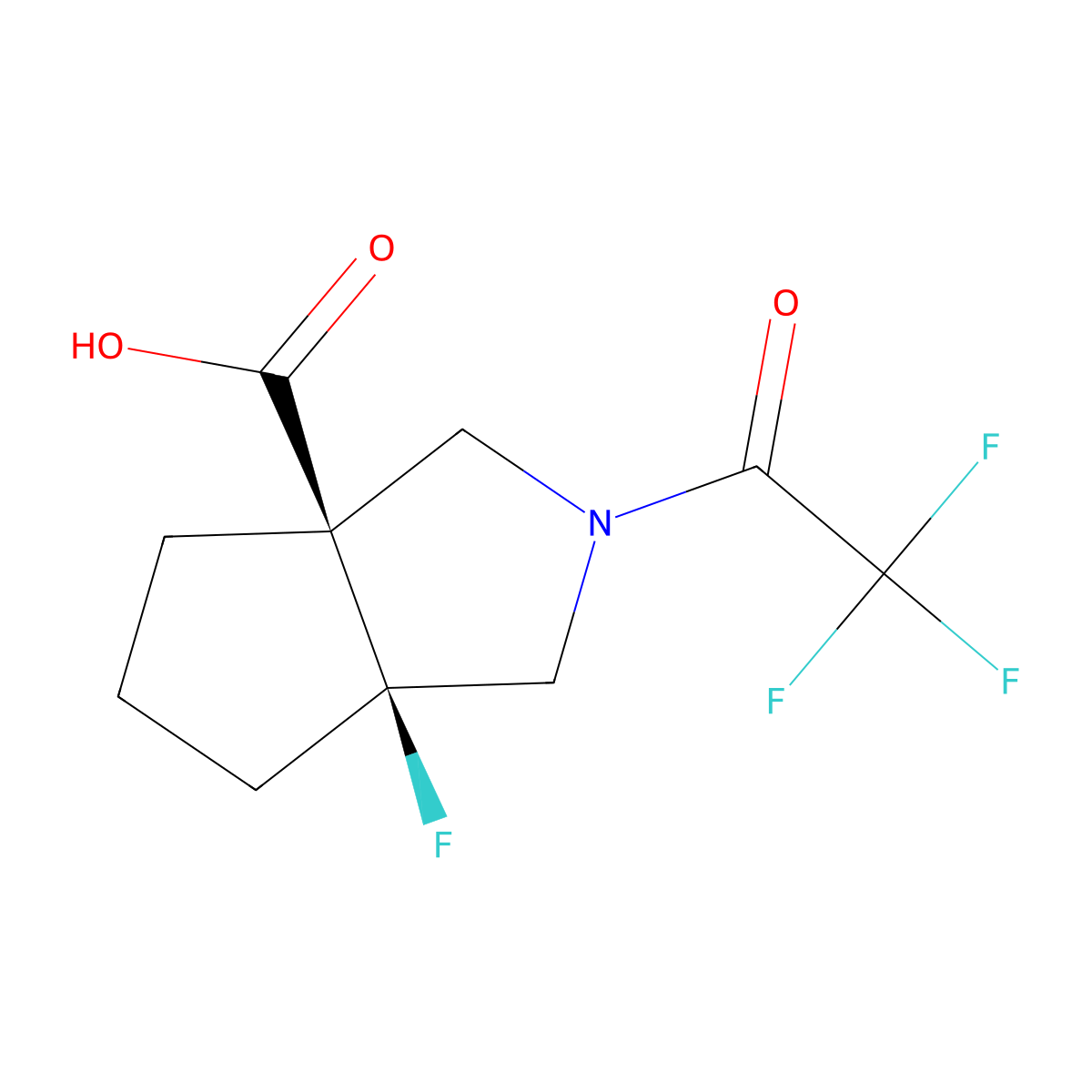 rac-(3aR,6aS)-6a-fluoro-2-(trifluoroacetyl)-octahydrocyclopenta[c]pyrrole-3a-carboxylic acid molecular structure, CAS 2679926-46-4
