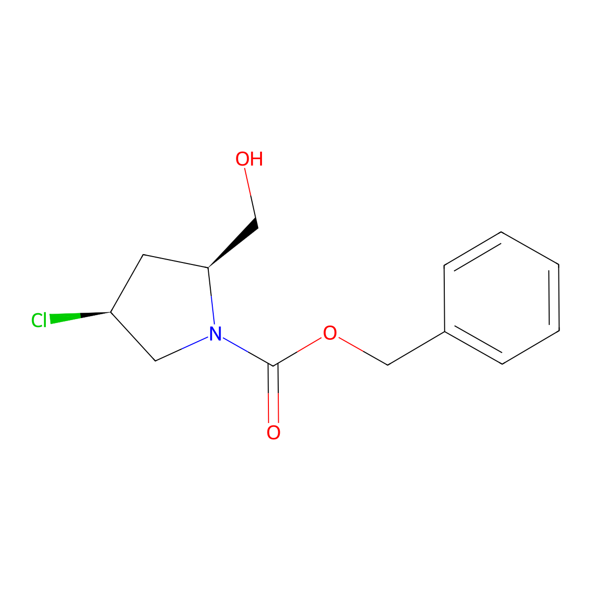 benzyl (2S,4S)-4-chloro-2-(hydroxymethyl)pyrrolidine-1-carboxylate molecular structure, CAS 2679926-48-6
