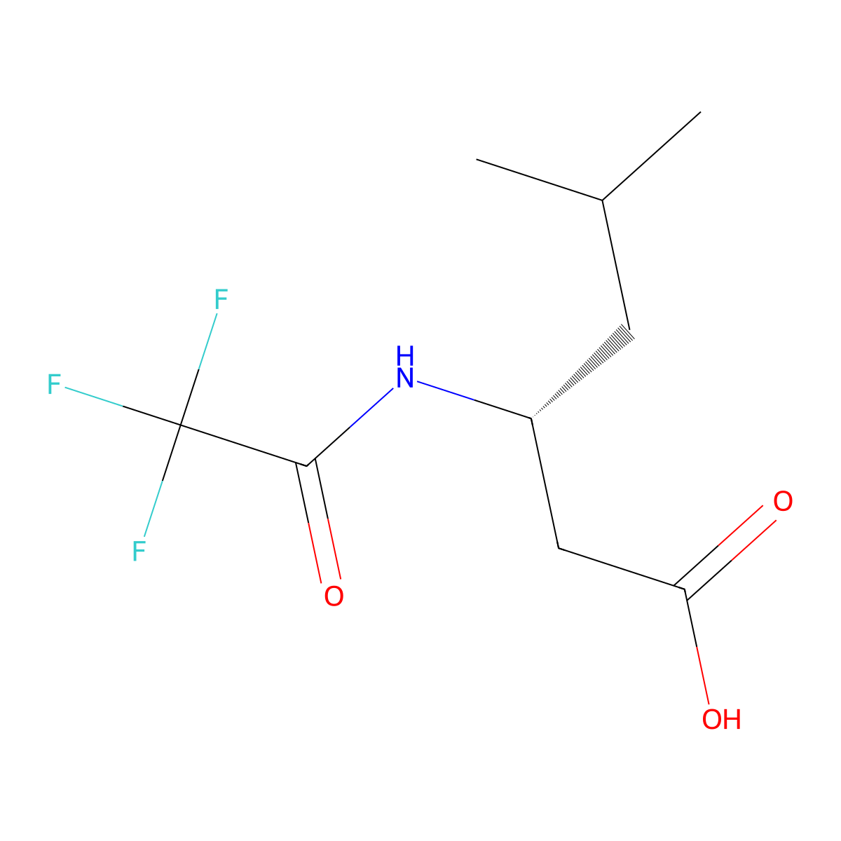 (3R)-5-methyl-3-(trifluoroacetamido)hexanoic acid molecular structure, CAS 2679926-50-0