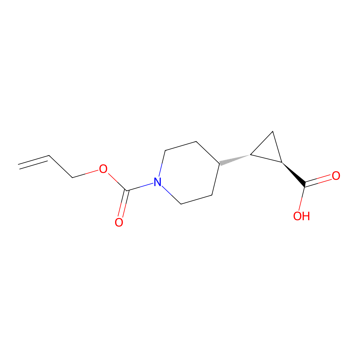 rac-(1R,2S)-2-{1-[(prop-2-en-1-yloxy)carbonyl]piperidin-4-yl}cyclopropane-1-carboxylic acid molecular structure, CAS 2679926-69-1