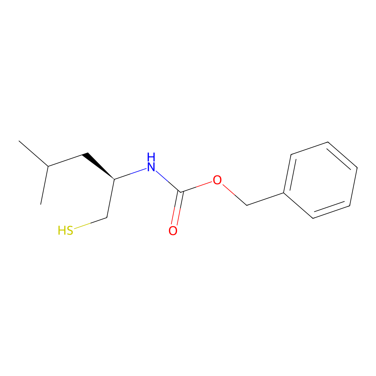 benzyl N-[(2R)-4-methyl-1-sulfanylpentan-2-yl]carbamate molecular structure, CAS 2679926-92-0