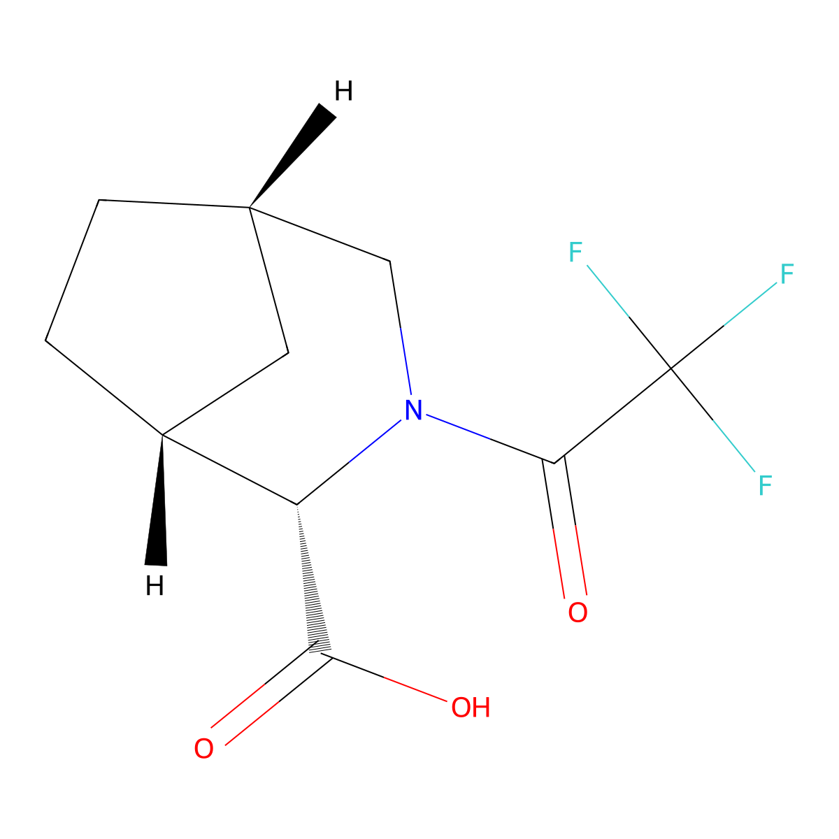 rac-(1R,2S,5S)-3-(2,2,2-trifluoroacetyl)-3-azabicyclo[3.2.1]octane-2-carboxylic acid molecular structure, CAS 2679927-02-5