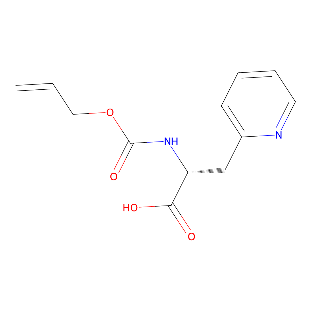 (2R)-2-{[(prop-2-en-1-yloxy)carbonyl]amino}-3-(pyridin-2-yl)propanoic acid molecular structure, CAS 2679927-07-0