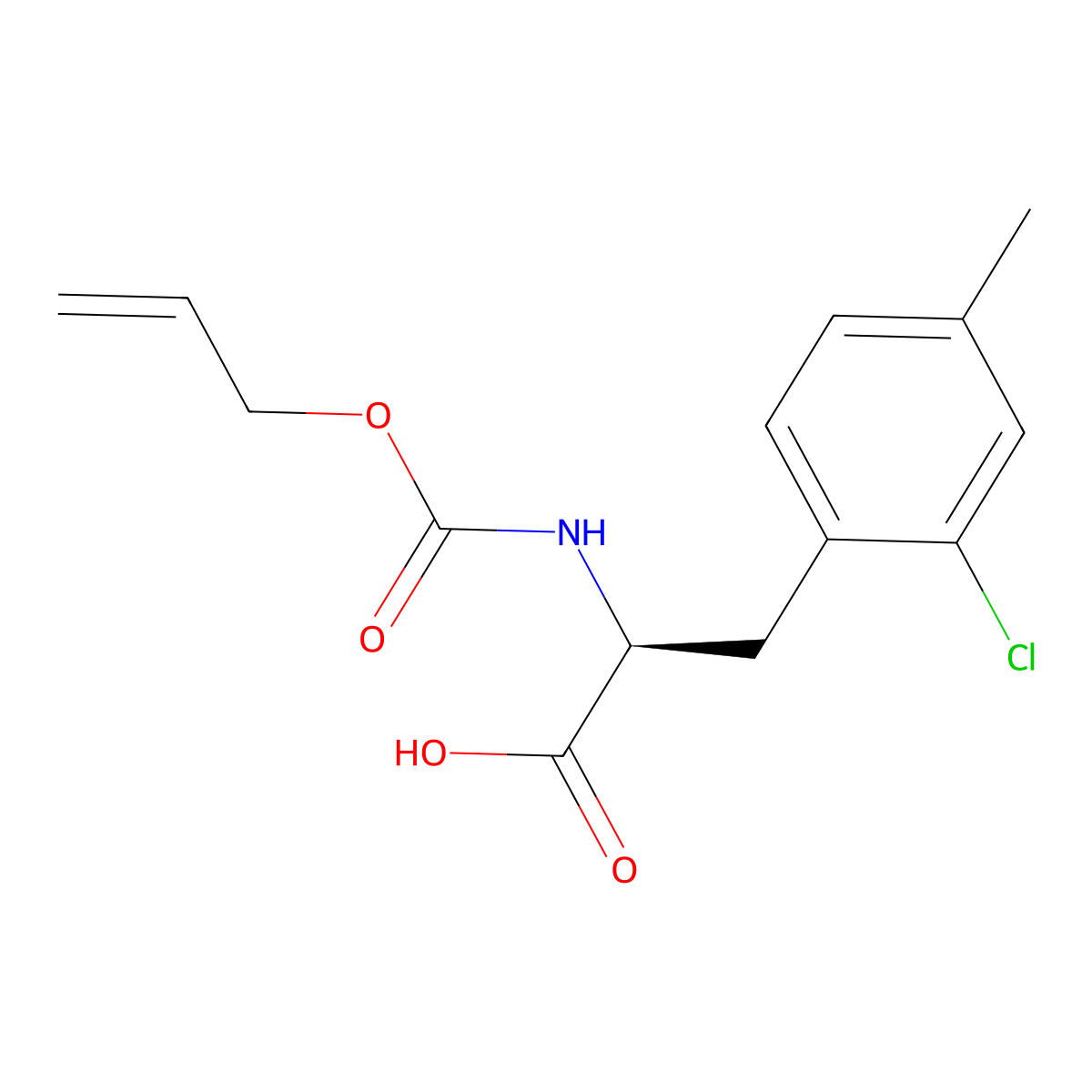 (2S)-3-(2-chloro-4-methylphenyl)-2-{[(prop-2-en-1-yloxy)carbonyl]amino}propanoic acid molecular structure, CAS 2679927-25-2