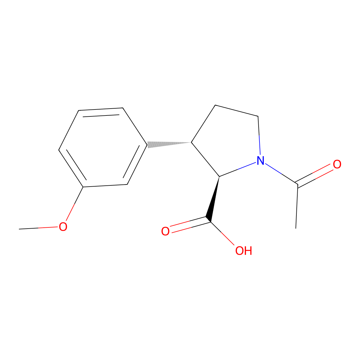 rac-(2R,3S)-1-acetyl-3-(3-methoxyphenyl)pyrrolidine-2-carboxylic acid molecular structure, CAS 2679927-26-3
