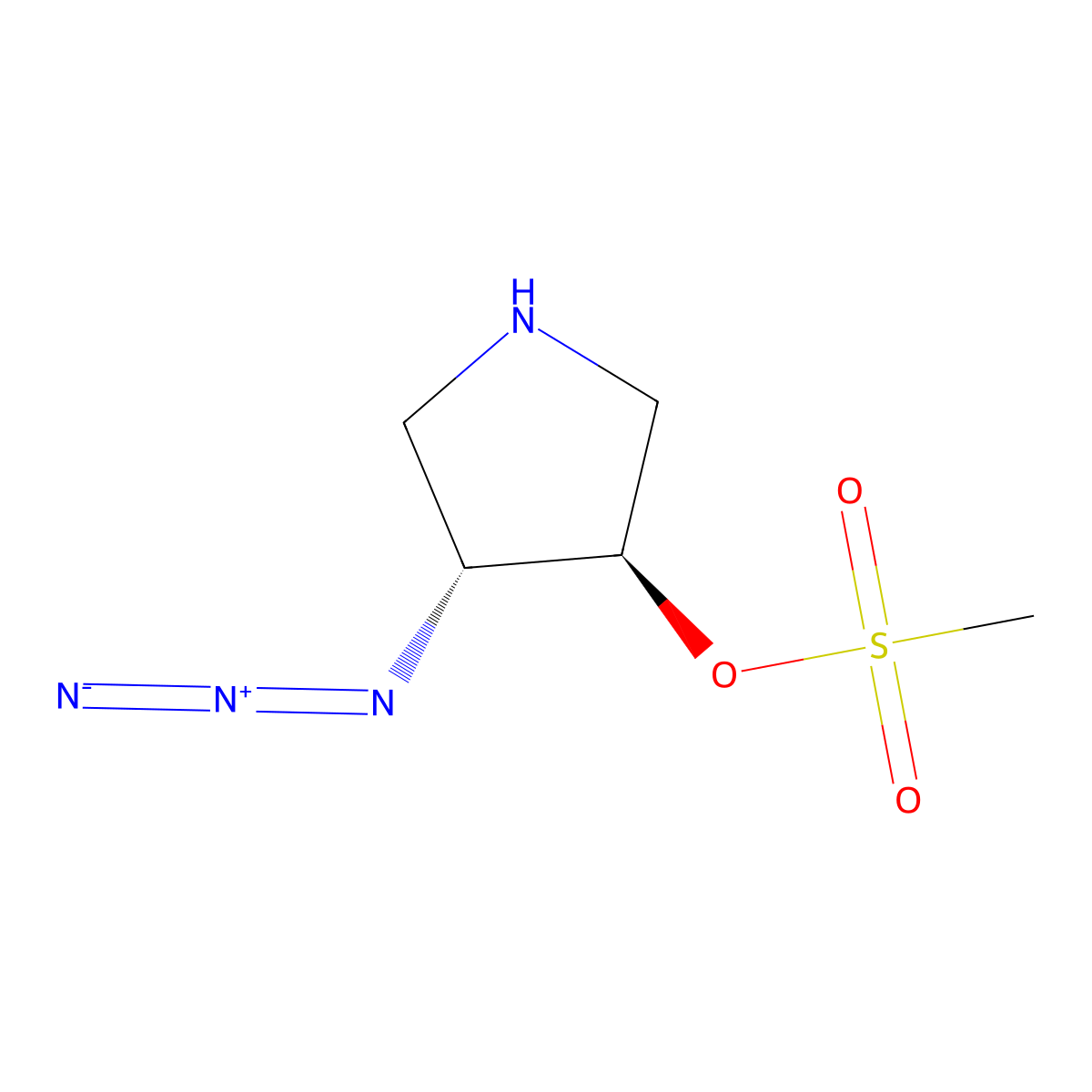 rac-(3R,4R)-4-azidopyrrolidin-3-yl methanesulfonate molecular structure, CAS 2679927-27-4