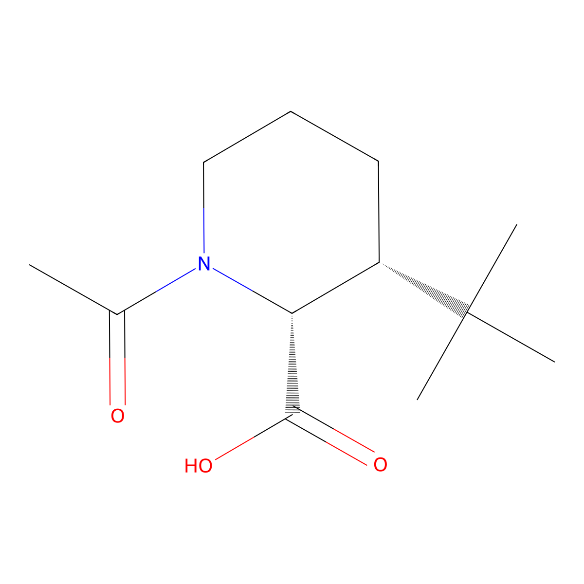 (2R,3R)-1-acetyl-3-tert-butylpiperidine-2-carboxylic acid molecular structure, CAS 2679927-31-0
