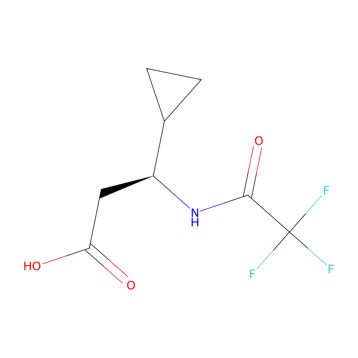 (3S)-3-cyclopropyl-3-(trifluoroacetamido)propanoic acid molecular structure, CAS 2679927-33-2