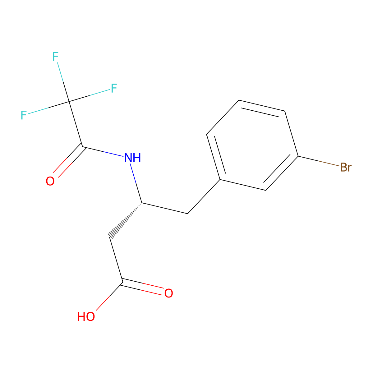 (3R)-4-(3-bromophenyl)-3-(2,2,2-trifluoroacetamido)butanoic acid molecular structure, CAS 2679927-38-7