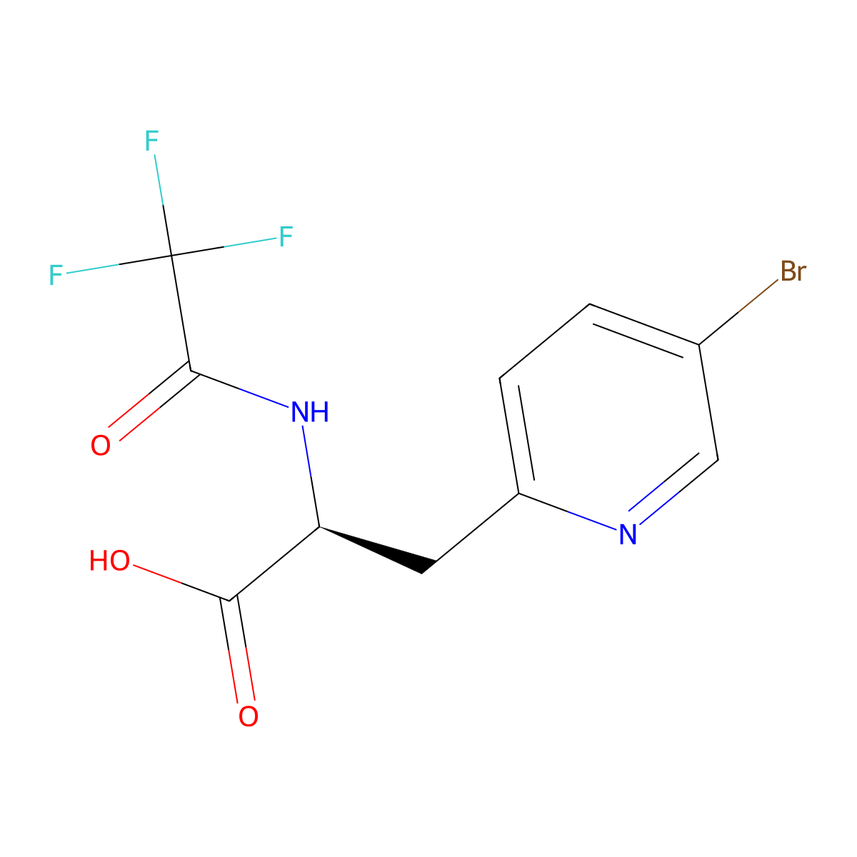 (2S)-3-(5-bromopyridin-2-yl)-2-(2,2,2-trifluoroacetamido)propanoic acid molecular structure, CAS 2679927-51-4