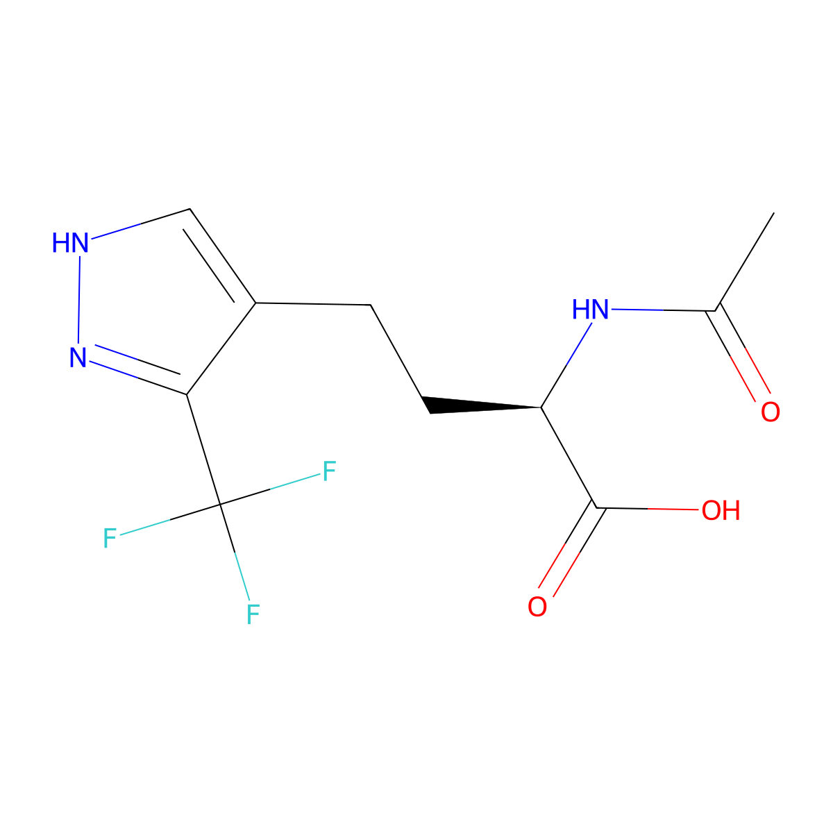 (2R)-2-acetamido-4-[3-(trifluoromethyl)-1H-pyrazol-4-yl]butanoic acid molecular structure, CAS 2679927-55-8