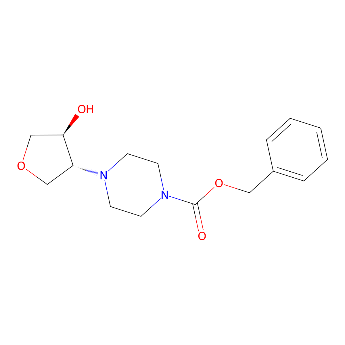 rac-benzyl 4-[(3R,4S)-4-hydroxyoxolan-3-yl]piperazine-1-carboxylate molecular structure, CAS 2679927-60-5