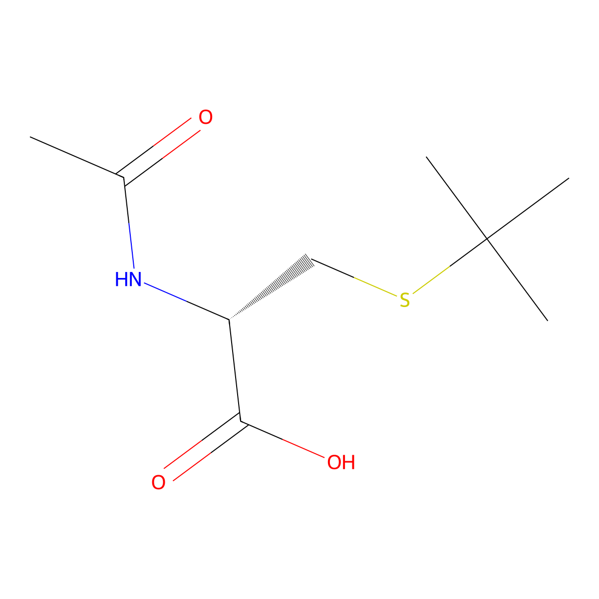 (2S)-3-(tert-butylsulfanyl)-2-acetamidopropanoic acid molecular structure, CAS 2679927-63-8